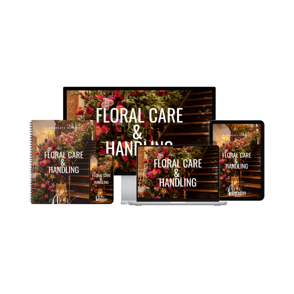 Collection of 'Floral Care & Handling' books and a USB drive on a white background