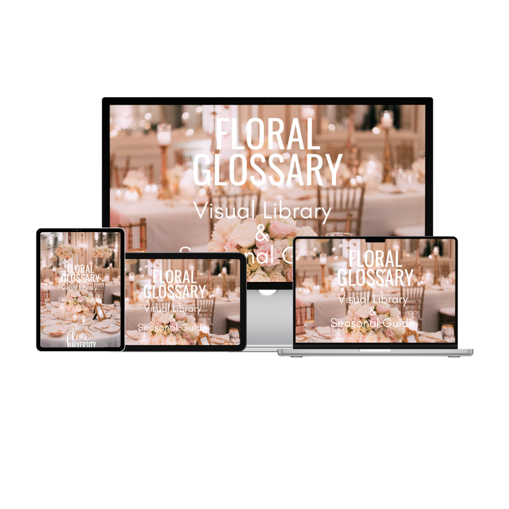 Floral Glossary Visual Library on various devices with a blurred background