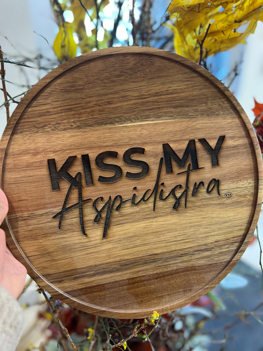 12" Acacia Wood Lazy Susan for Florists - Custom Engraved