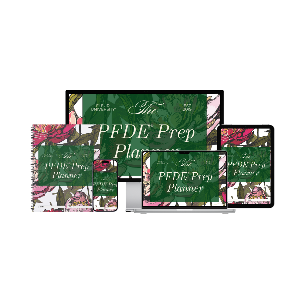 Set of 'PFDE Prep Planner' with floral designs on a white background