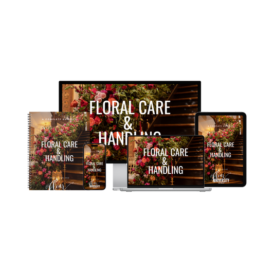 Collection of 'Floral Care & Handling' books and a USB drive on a white background