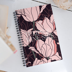 Spiral notebook for Florists - "Tulips & Wine Sips"