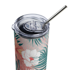 Stainless Steel Tumbler with Straw for Florists - "I Like BIG BLOOMS and I cannot lie"