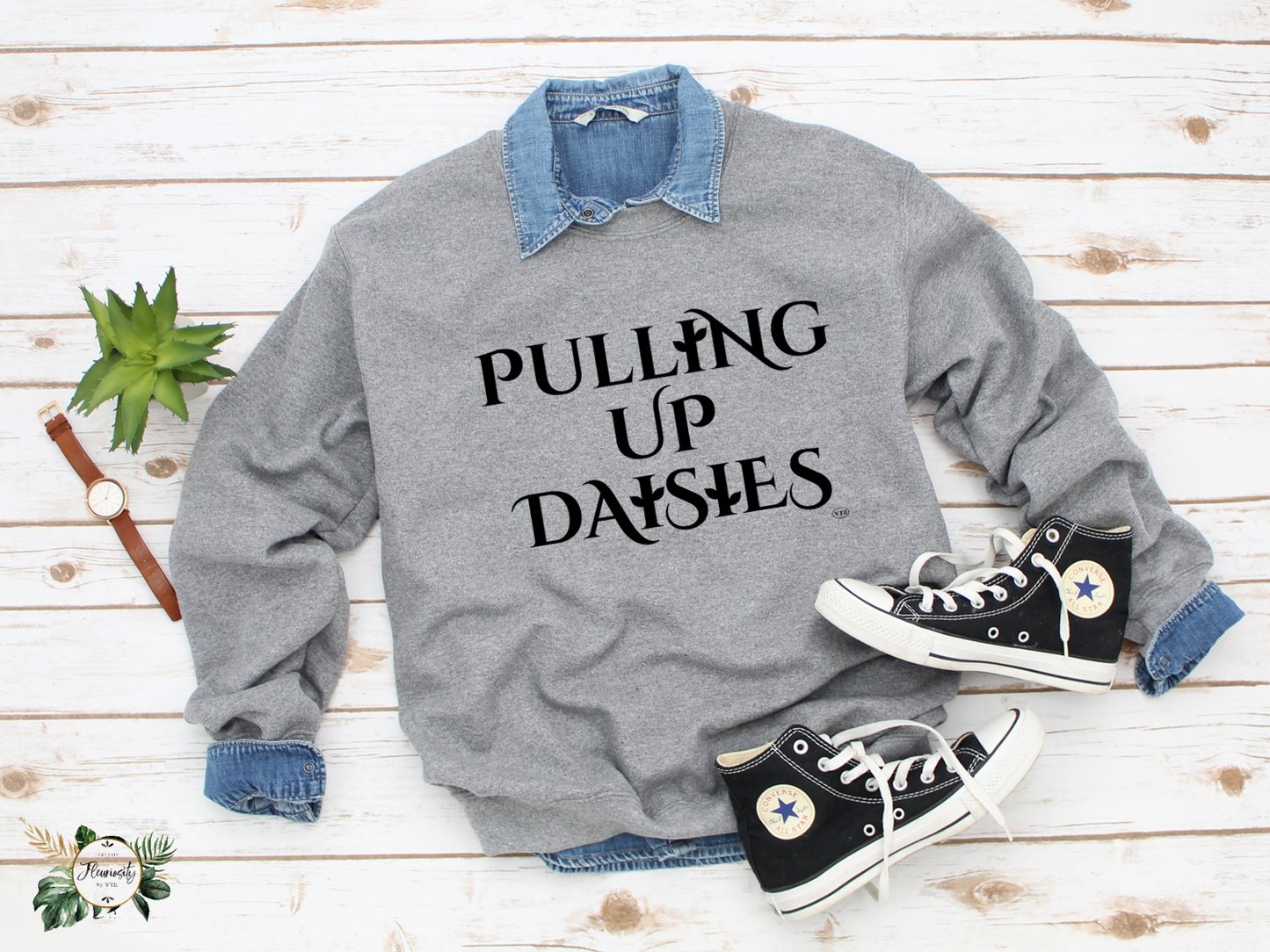 "Pulling Up Daisies" Sweatshirt Blk