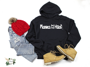 "Monks N The Hood" Hooded Sweatshirt Wht