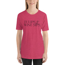Load image into Gallery viewer, &quot;Tulips &amp; Wine Sips&quot; T-Shirt Blk