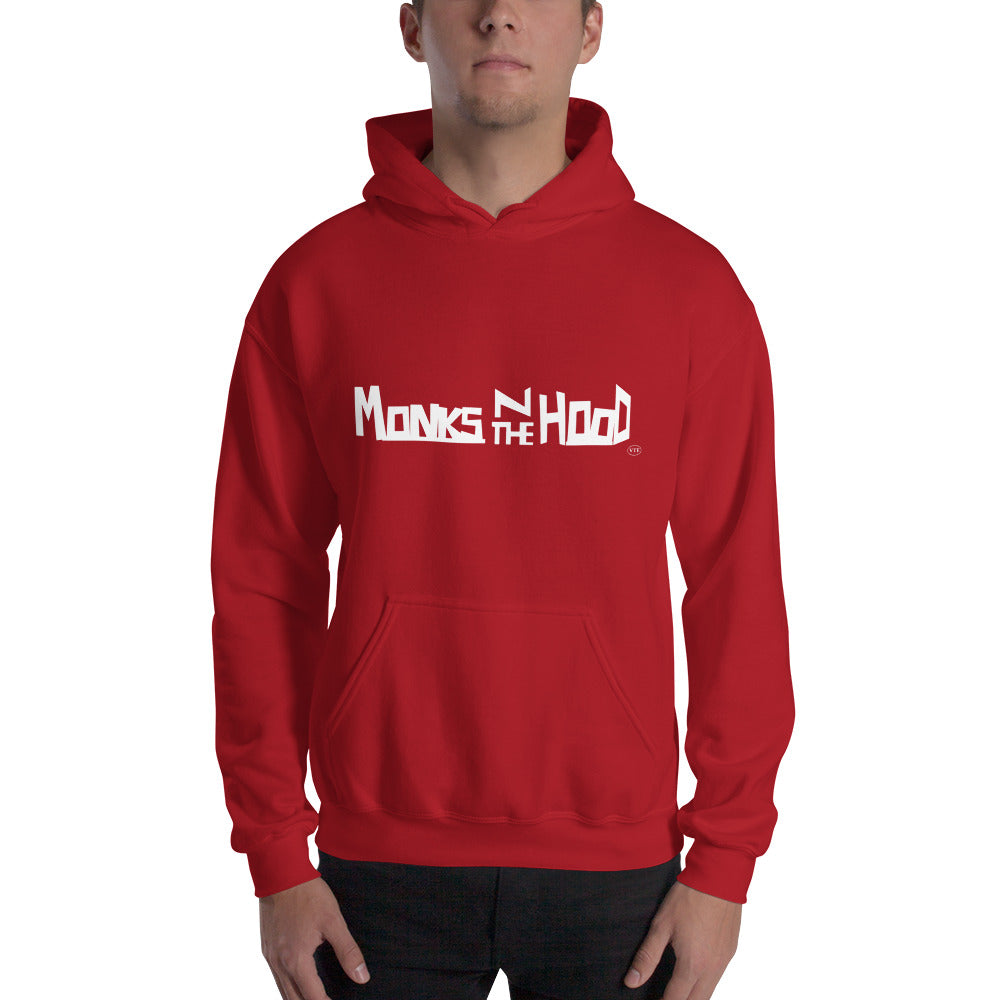 "Monks N The Hood" Hooded Sweatshirt Wht