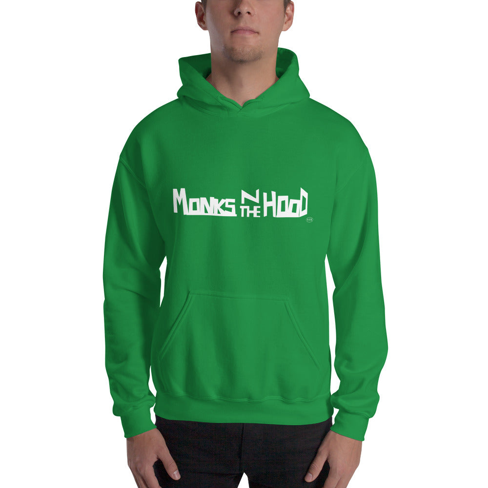 "Monks N The Hood" Hooded Sweatshirt Wht