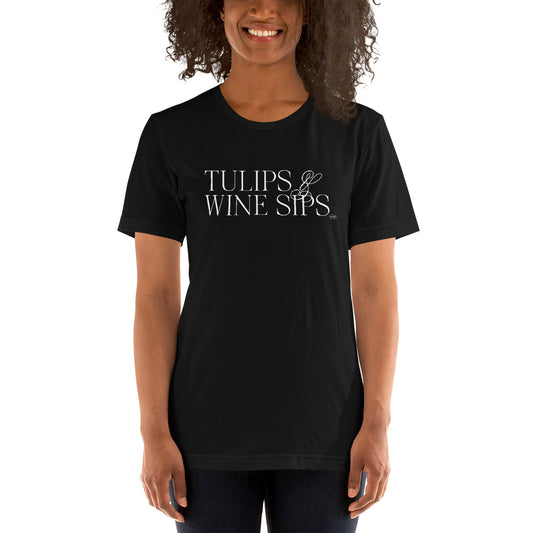 "Tulips & Wine Sips" T-Shirt Wht