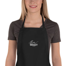 Load image into Gallery viewer, Fleur University Embroidered Apron Black