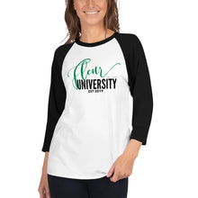 Load image into Gallery viewer, Fleur University 3/4 sleeve raglan shirt