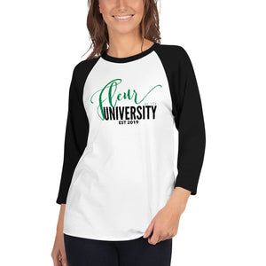 Fleur University 3/4 sleeve raglan shirt