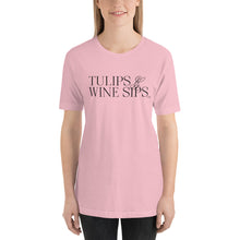 Load image into Gallery viewer, &quot;Tulips &amp; Wine Sips&quot; T-Shirt Blk